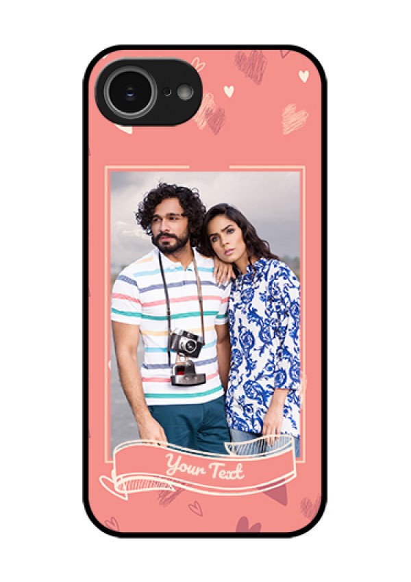 iPhone 16e Custom Glass Phone Case - Love Doodle Art Design