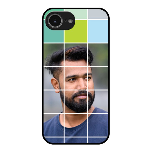 iPhone 16e Custom Glass Phone Case - With White Box Pattern iPhone 16e Custom Glass Phone Case - With White Box Pattern