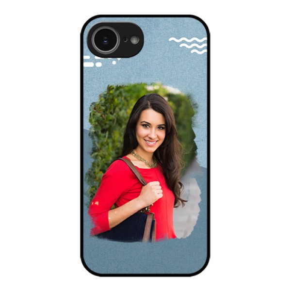 iPhone 16e Custom Glass Phone Case - Grunge Line Art Design