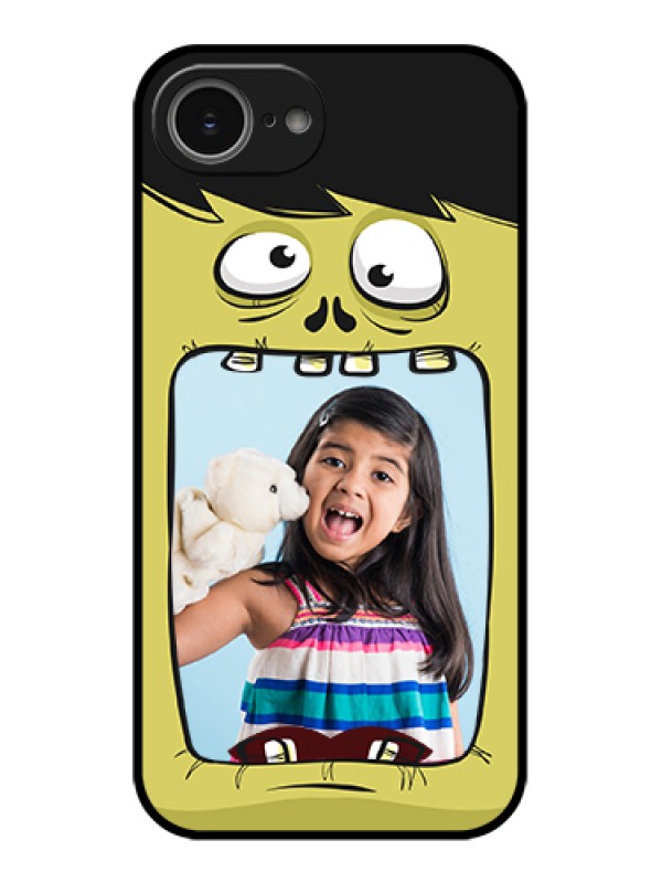 Custom iPhone 16e Custom Glass Phone Case - Cartoon Monster Back Case Design