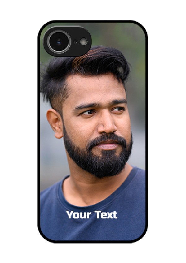 iPhone 16e Custom Glass Phone Case - Photo With Text Design