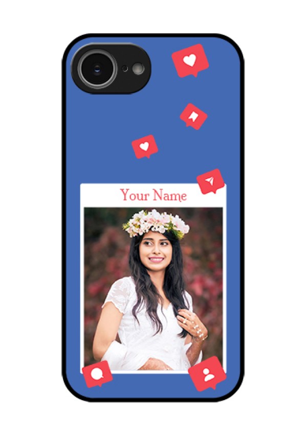 iPhone 16e Custom Glass Phone Case - Like Share And Comment Design