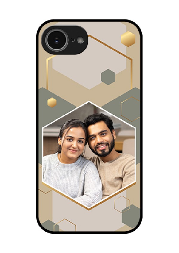 iPhone 16e Custom Glass Phone Case - Stylish Hexagon Pattern Design