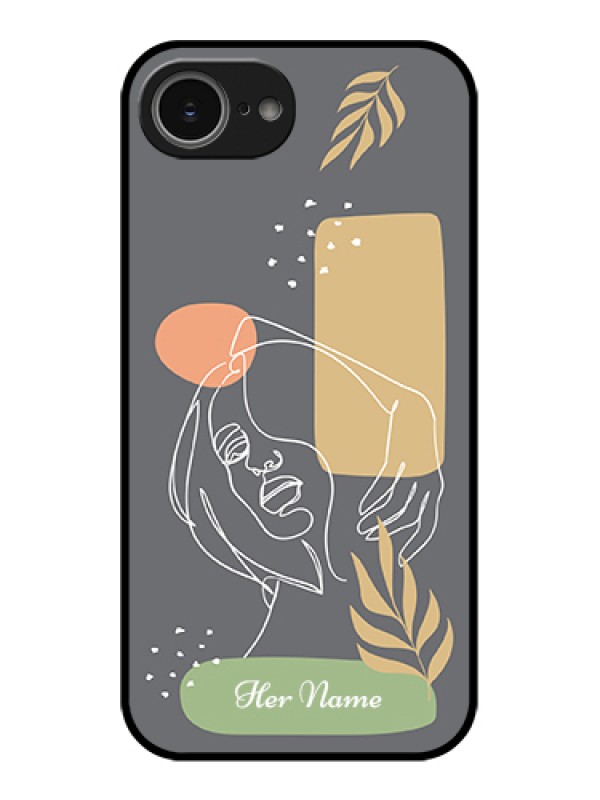 Custom iPhone 16e Custom Glass Phone Case - Gazing Woman Line Art Design
