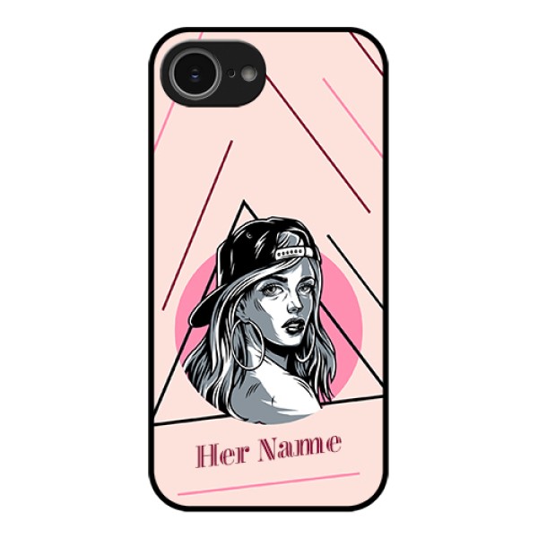 iPhone 16e Custom Glass Phone Case - Rockstar Girl Design