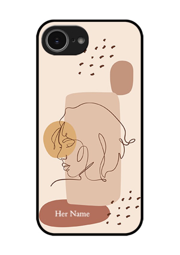 iPhone 16e Custom Glass Phone Case - Calm Woman Line Art Design
