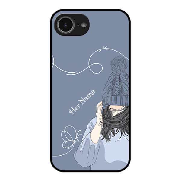 iPhone 16e Custom Glass Phone Case - Girl In Winter Outfit Design iPhone 16e Custom Glass Phone Case - Girl In Winter Outfit Design