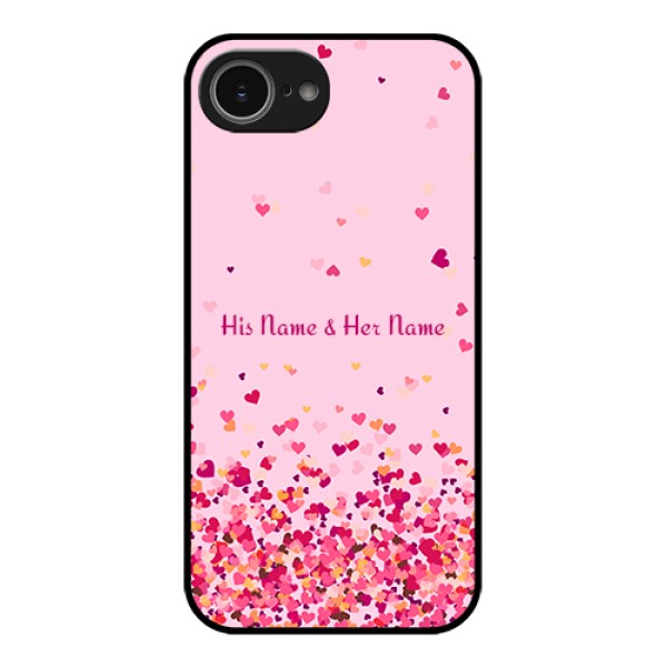 iPhone 16e Custom Glass Phone Case - Floating Hearts Design
