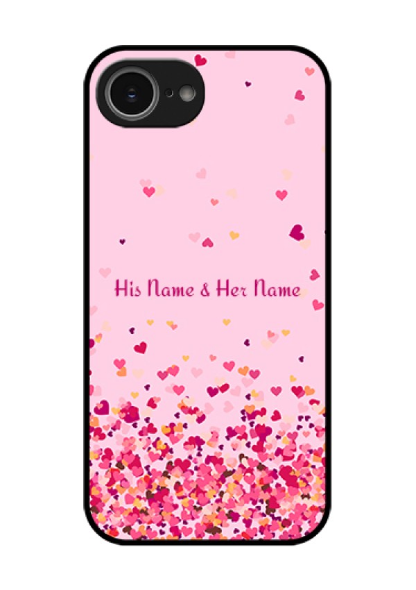 iPhone 16e Custom Glass Phone Case - Floating Hearts Design