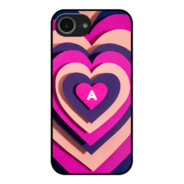 iPhone 16e Custom Glass Phone Case - Cute Heart Pattern Design