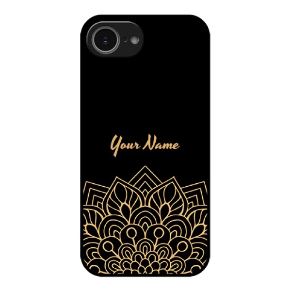 iPhone 16e Custom Glass Phone Case - Golden Mandala Design