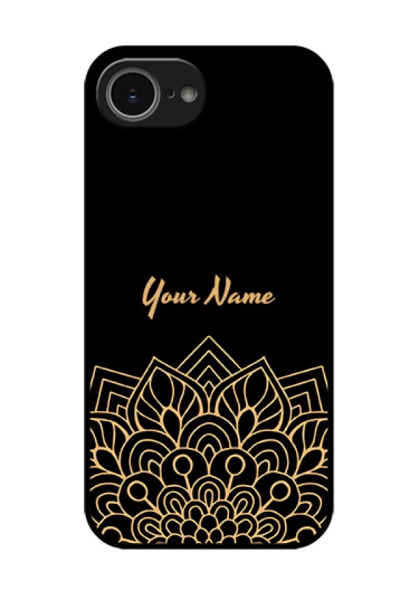 iPhone 16e Custom Glass Phone Case - Golden Mandala Design