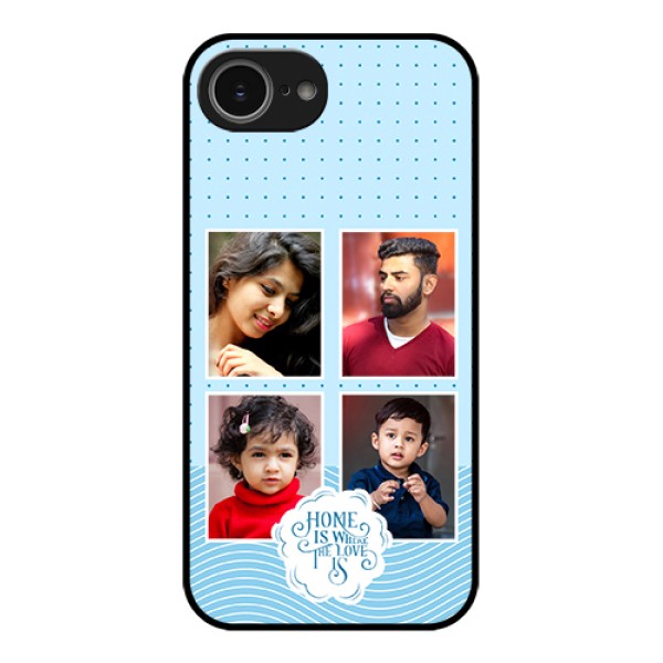 iPhone 16e Custom Glass Phone Case - Cute Love Quote With 4 Pic Upload Design iPhone 16e Custom Glass Phone Case - Cute Love Quote With 4 Pic Upload Design