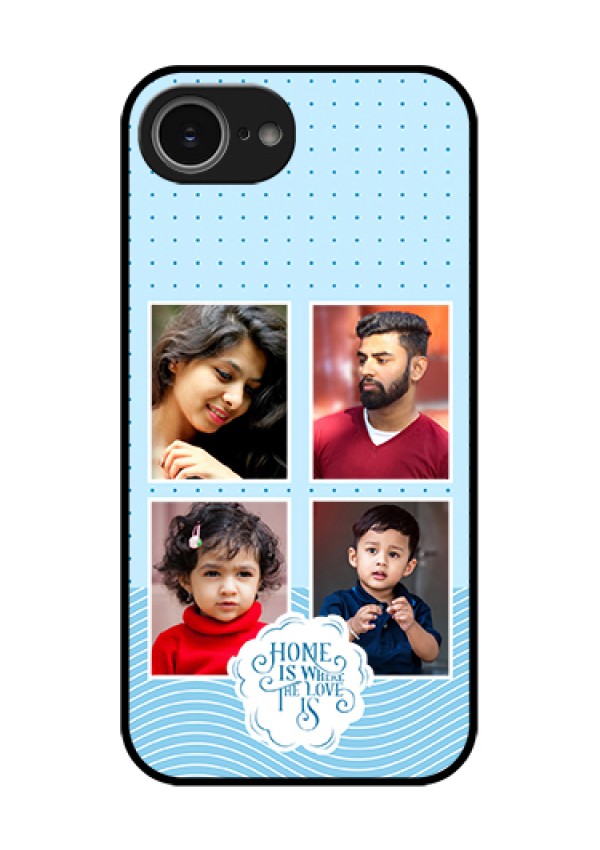 iPhone 16e Custom Glass Phone Case - Cute Love Quote With 4 Pic Upload Design