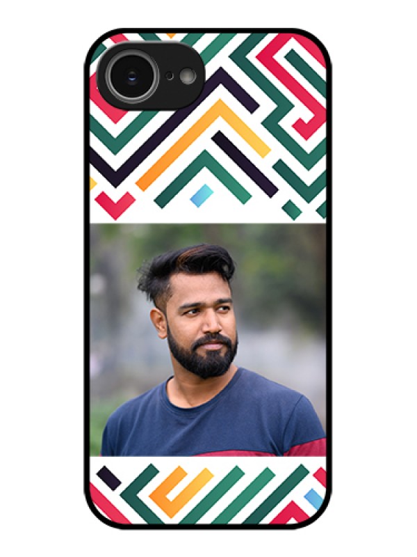 Custom iPhone 16e Custom Glass Phone Case - Colorful Maze Pattern Design