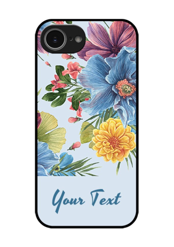 iPhone 16e Custom Glass Phone Case - Stunning Watercolored Flowers Painting Design