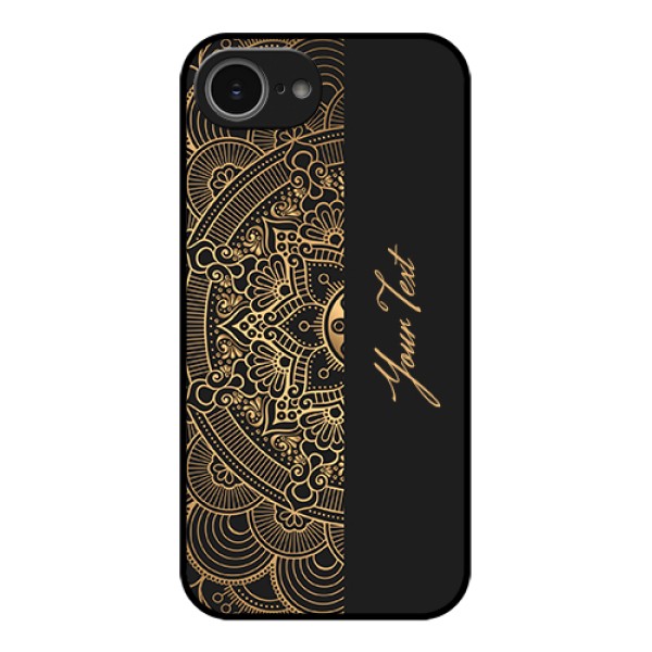 iPhone 16e Custom Glass Phone Case - Mandala Art With Custom Text Design