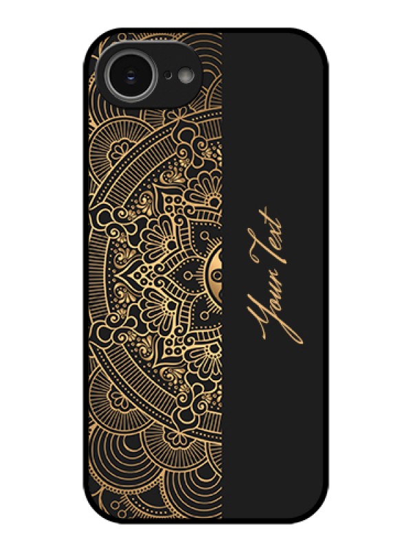 Custom iPhone 16e Custom Glass Phone Case - Mandala Art With Custom Text Design