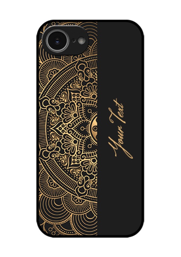 iPhone 16e Custom Glass Phone Case - Mandala Art With Custom Text Design