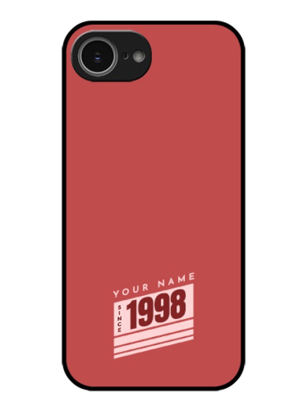 Custom iPhone 16e Custom Glass Phone Case - Red Custom Year Of Birth Design