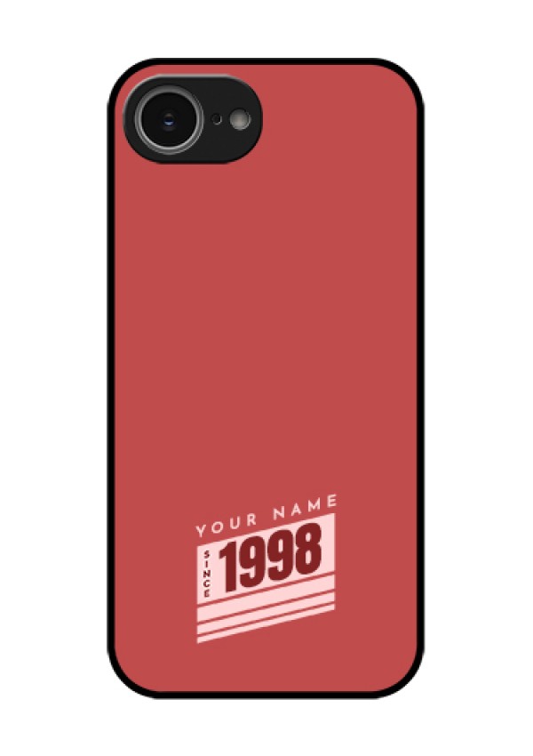 iPhone 16e Custom Glass Phone Case - Red Custom Year Of Birth Design