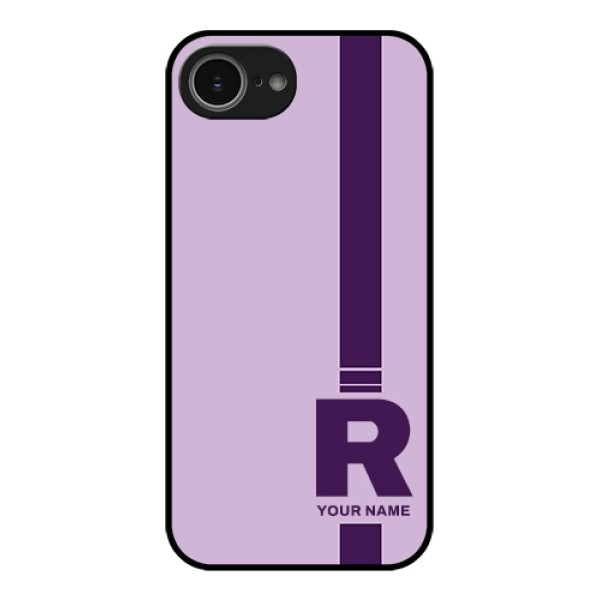 iPhone 16e Custom Glass Phone Case - Simple Dual Tone Stripe With Name Design iPhone 16e Custom Glass Phone Case - Simple Dual Tone Stripe With Name Design