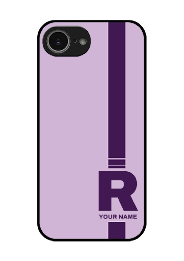 iPhone 16e Custom Glass Phone Case - Simple Dual Tone Stripe With Name Design