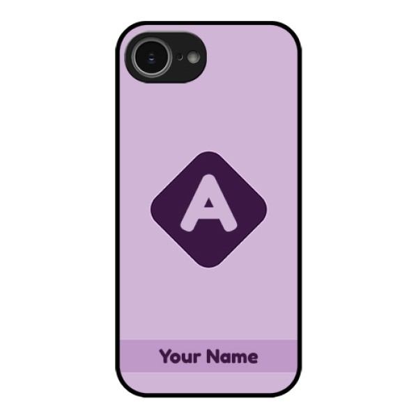 iPhone 16e Custom Glass Phone Case - Custom Letter In Curved Badge Design iPhone 16e Custom Glass Phone Case - Custom Letter In Curved Badge Design