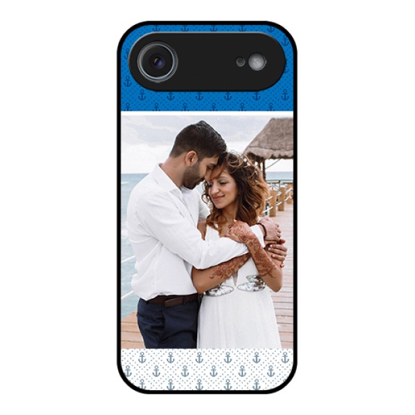 Apple iPhone 17 Air Custom Glass Phone Case - Blue Anchors Design Apple iPhone 17 Air Custom Glass Phone Case - Blue Anchors Design