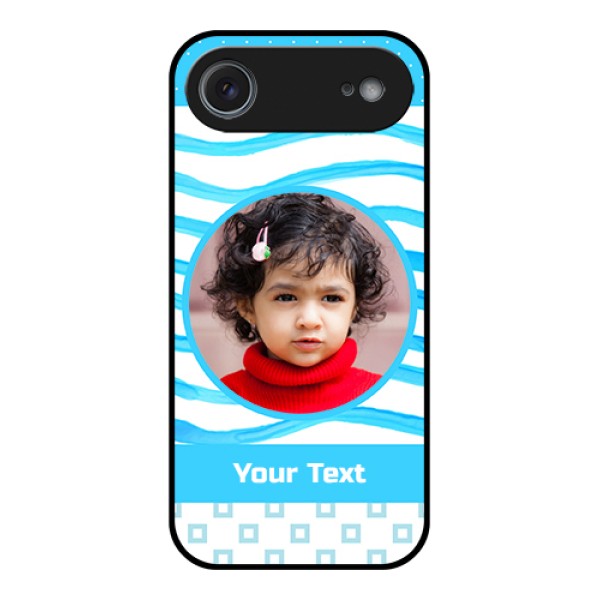 Apple iPhone 17 Air Custom Glass Phone Case - Simple Blue Case Design