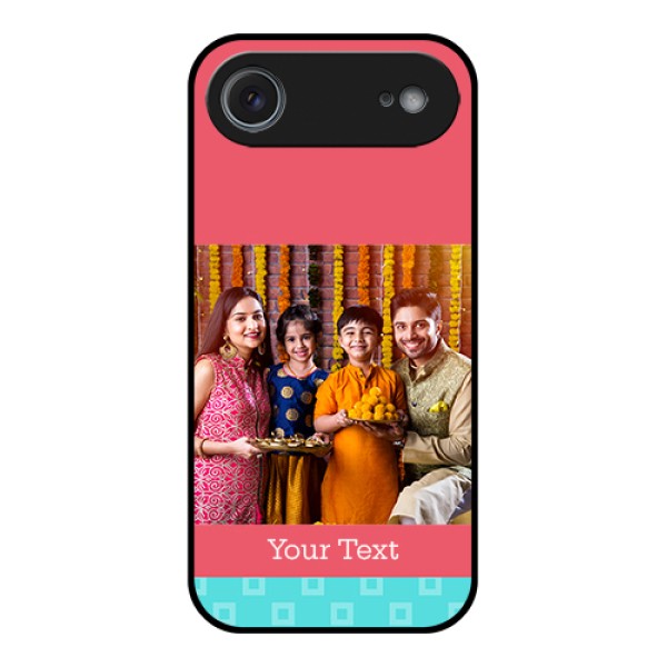Apple iPhone 17 Air Custom Glass Phone Case - Peach & Blue Color Design