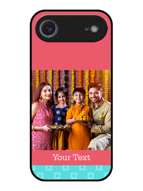 Custom Apple iPhone 17 Air Custom Glass Phone Case - Peach & Blue Color Design