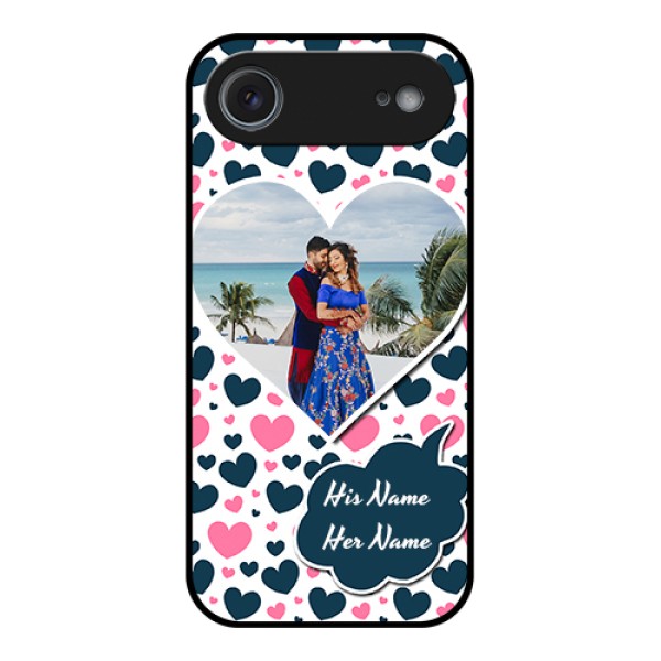 Apple iPhone 17 Air Custom Glass Phone Case - Pink & Blue Heart Design Apple iPhone 17 Air Custom Glass Phone Case - Pink & Blue Heart Design
