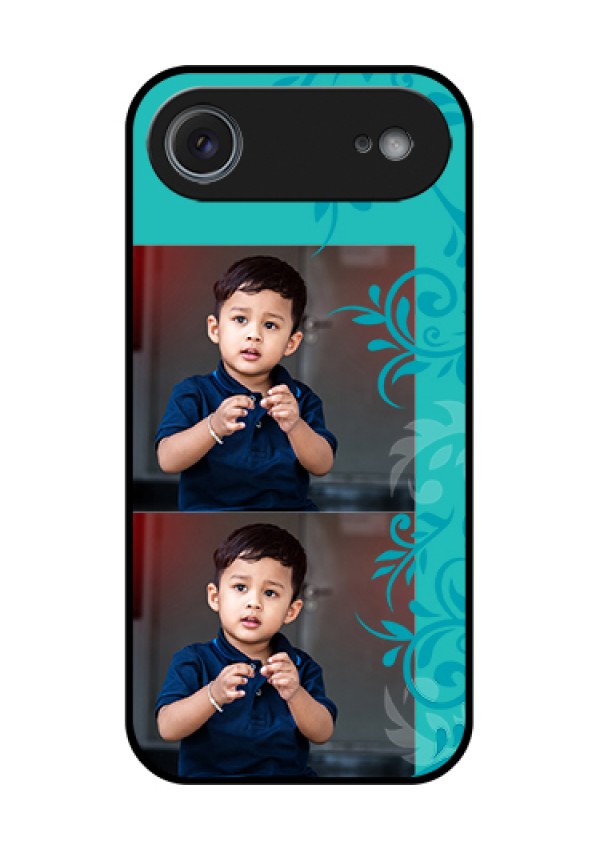 Apple iPhone 17 Air Custom Glass Phone Case - With Photo And Green Floral Design