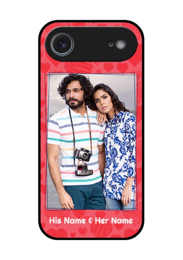 Apple iPhone 17 Air Custom Glass Phone Case - With Red Heart Symbols Design