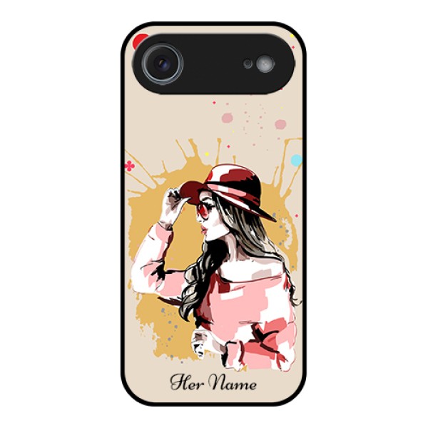 Apple iPhone 17 Air Custom Glass Phone Case - Women With Pink Hat Design
