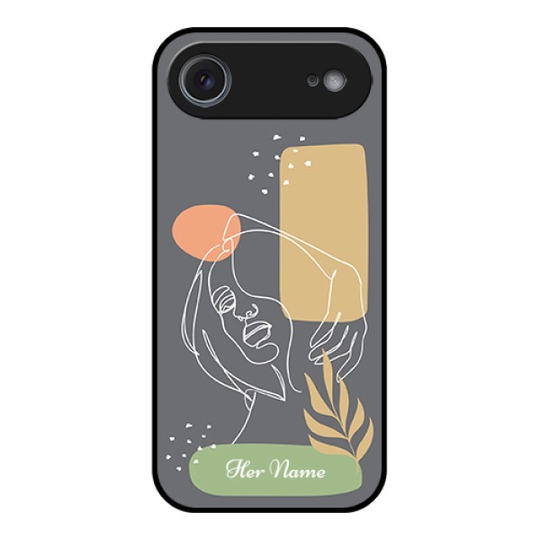 Apple iPhone 17 Air Custom Glass Phone Case - Gazing Woman Line Art Design Apple iPhone 17 Air Custom Glass Phone Case - Gazing Woman Line Art Design