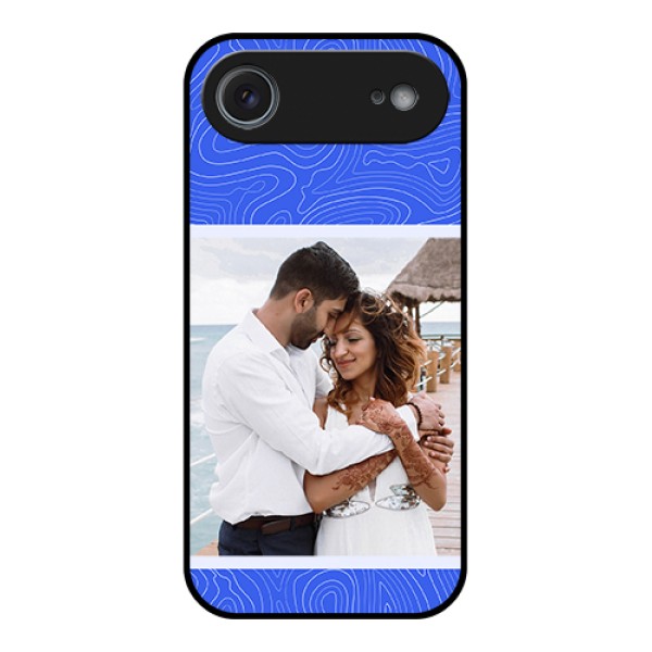 Apple iPhone 17 Air Custom Glass Phone Case - Curved Line Art With Blue And White Design Apple iPhone 17 Air Custom Glass Phone Case - Curved Line Art With Blue And White Design