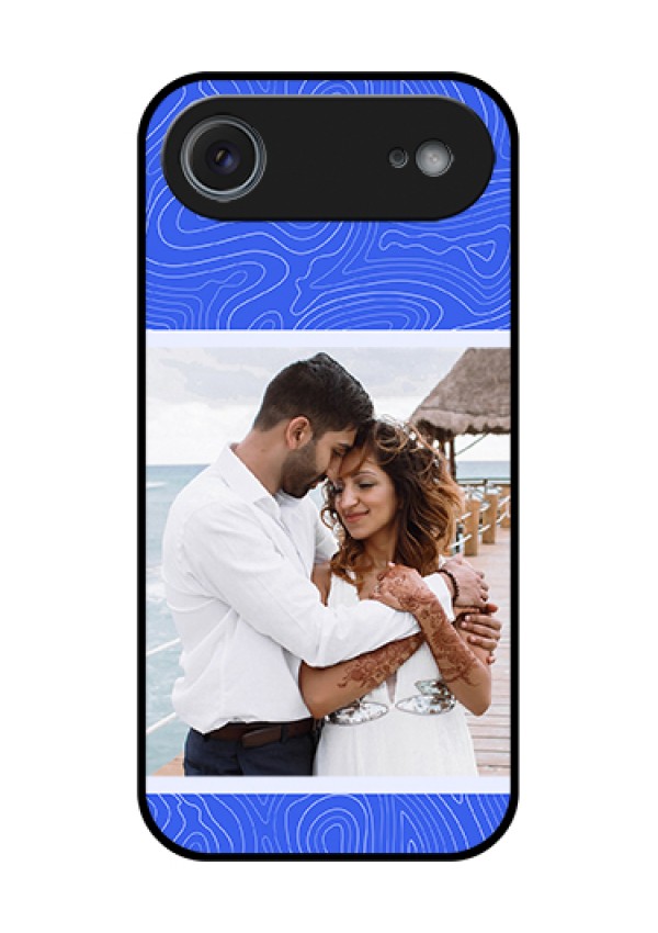 Apple iPhone 17 Air Custom Glass Phone Case - Curved Line Art With Blue And White Design