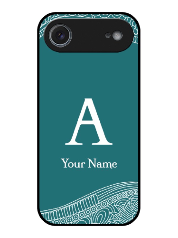 Custom Apple iPhone 17 Air Custom Glass Phone Case - Line Art Pattern With Custom Name Design