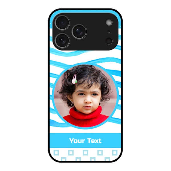 Apple iPhone 17 Pro Max Custom Glass Phone Case - Simple Blue Case Design