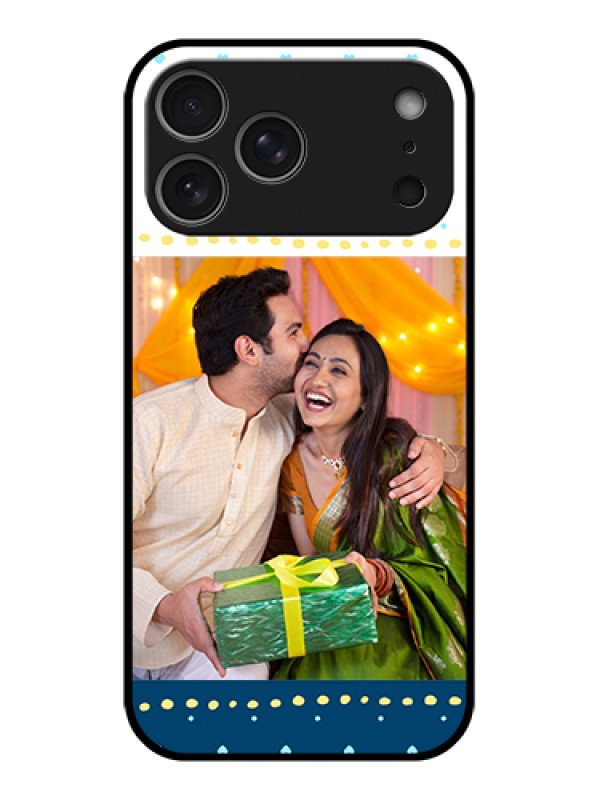 Custom Apple iPhone 17 Pro Max Custom Glass Phone Case - White And Blue Abstract Design