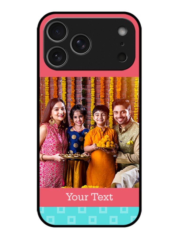 Custom Apple iPhone 17 Pro Max Custom Glass Phone Case - Peach & Blue Color Design