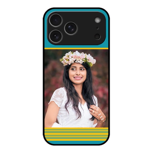 Apple iPhone 17 Pro Max Custom Glass Phone Case - Yellow & Blue Design Apple iPhone 17 Pro Max Custom Glass Phone Case - Yellow & Blue Design