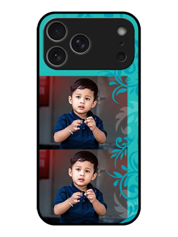 Custom Apple iPhone 17 Pro Max Custom Glass Phone Case - With Photo And Green Floral Design