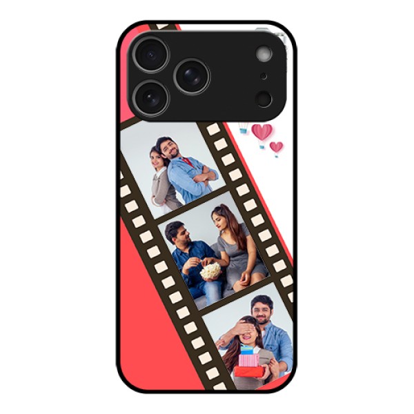 Apple iPhone 17 Pro Max Custom Glass Phone Case - 3 Image Holder With Film Reel Apple iPhone 17 Pro Max Custom Glass Phone Case - 3 Image Holder With Film Reel
