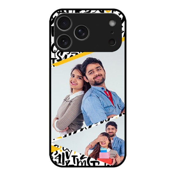 Apple iPhone 17 Pro Max Custom Glass Phone Case - Letters Pattern Design