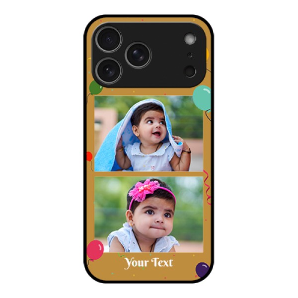 Apple iPhone 17 Pro Max Custom Glass Phone Case - Image Holder With Birthday Celebrations Design Apple iPhone 17 Pro Max Custom Glass Phone Case - Image Holder With Birthday Celebrations Design