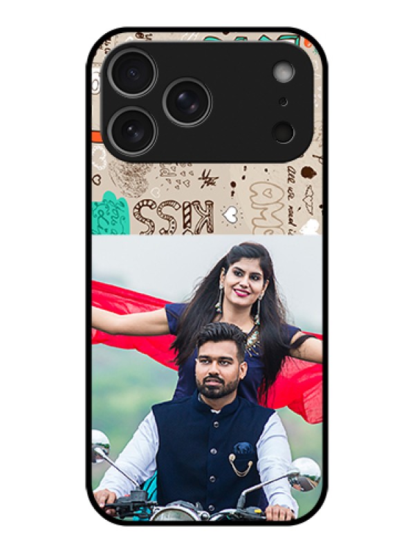 Custom Apple iPhone 17 Pro Max Custom Glass Phone Case - Love Doodle Pattern