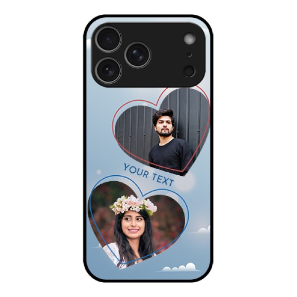 Apple iPhone 17 Pro Max Custom Glass Phone Case - Blue Color Couple Design Apple iPhone 17 Pro Max Custom Glass Phone Case - Blue Color Couple Design